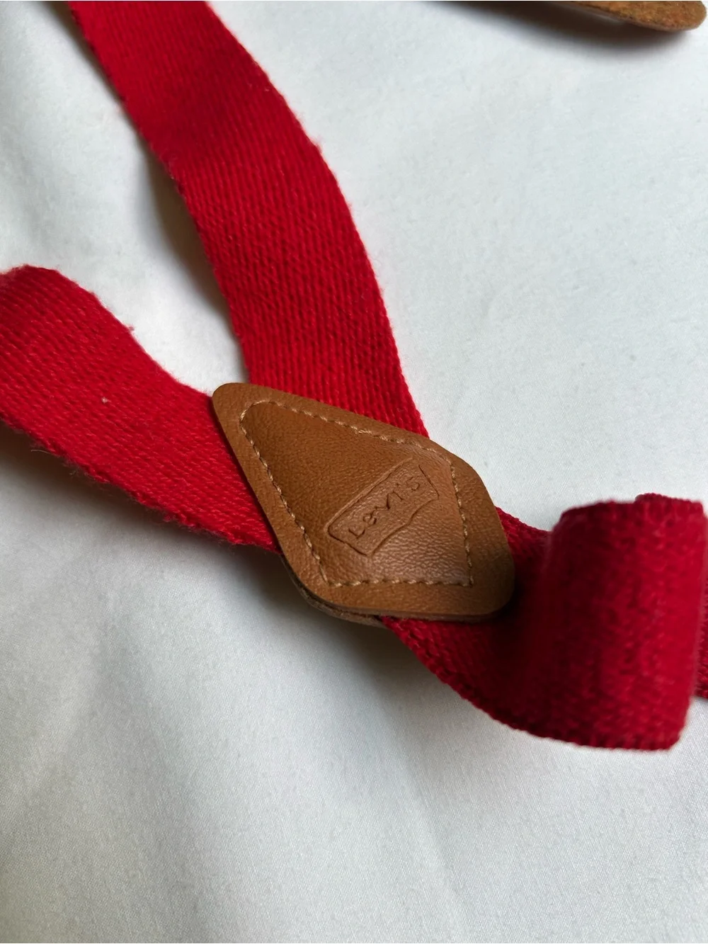 Levi’s Red Suspenders with Brown Leather Accents